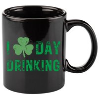 I Love Day Drinking Shamrock Heart Love St Paddys Day 11oz C Handle Ceramic Mug