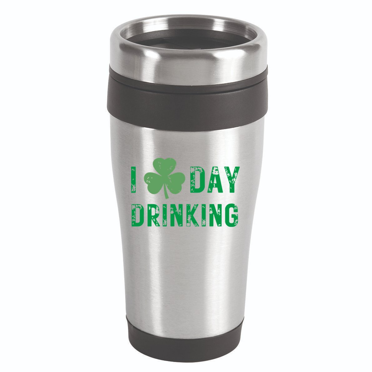 I Love Day Drinking Shamrock Heart Love St Paddys Day 16oz Travel Tumbler