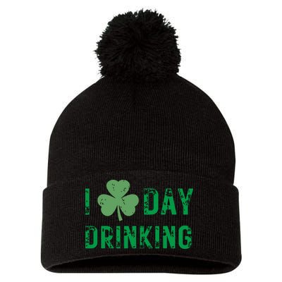 I Love Day Drinking Shamrock Heart Love St Paddys Day Pom Pom 12in Knit Beanie
