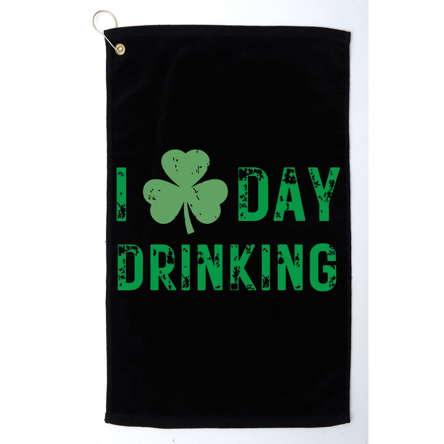 I Love Day Drinking Shamrock Heart Love St Paddys Day Golf Towel
