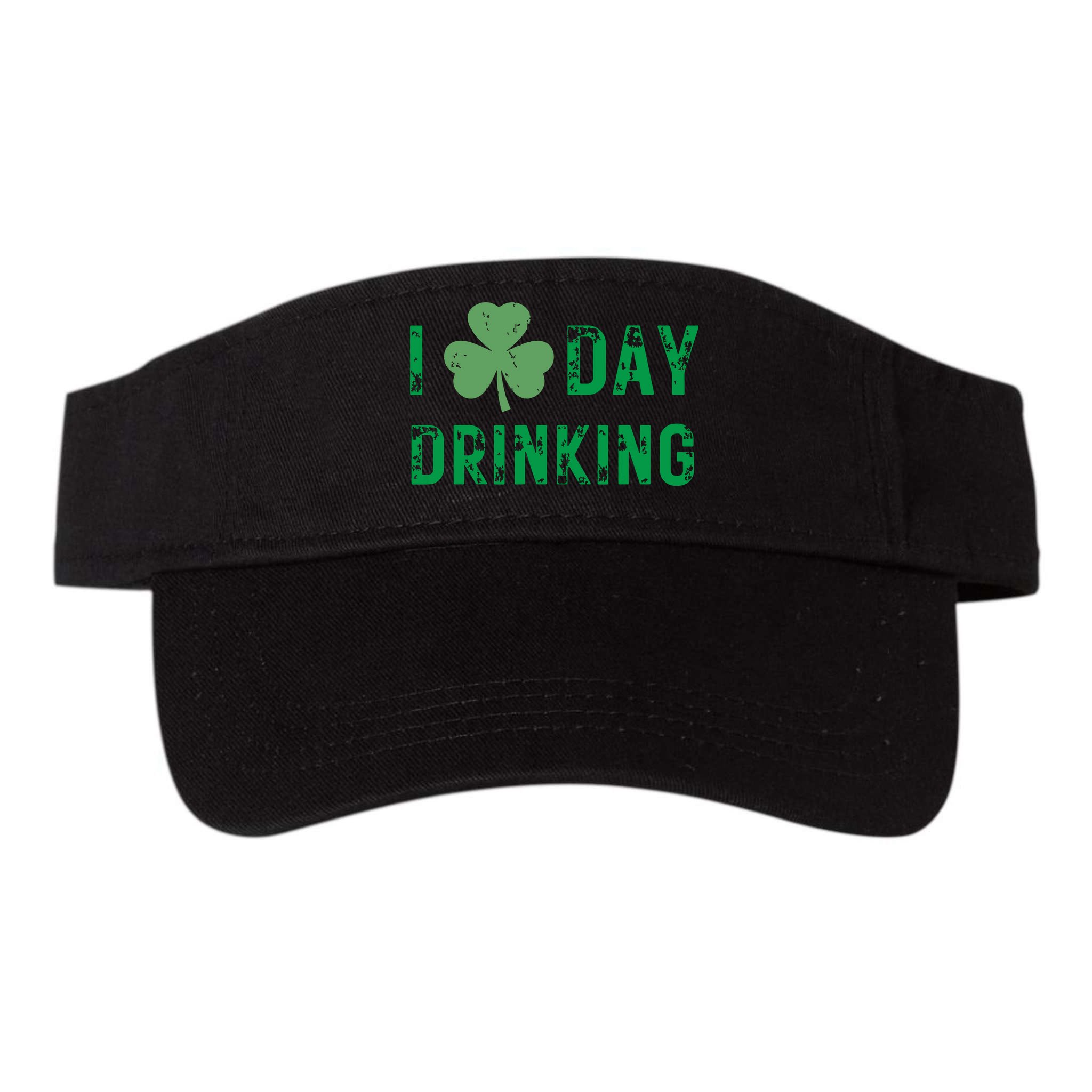 I Love Day Drinking Shamrock Heart Love St Paddys Day Visor