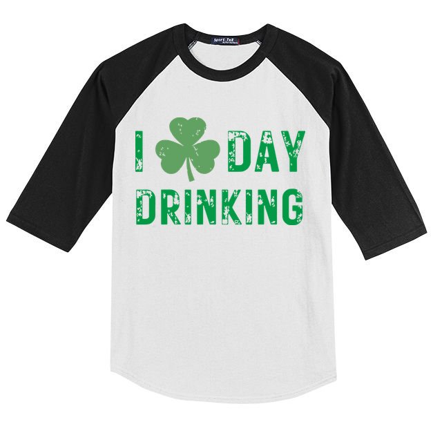 I Love Day Drinking Shamrock Heart Love St Paddys Day Kids Colorblock Raglan Jersey