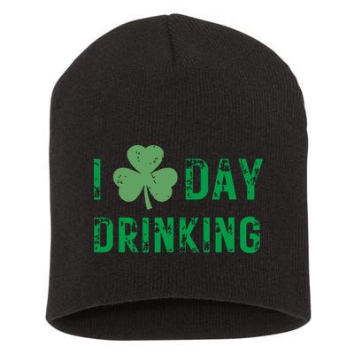 I Love Day Drinking Shamrock Heart Love St Paddys Day Short Acrylic Beanie