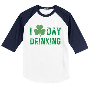 I Love Day Drinking Shamrock Heart Love St Paddys Day Baseball Sleeve Shirt