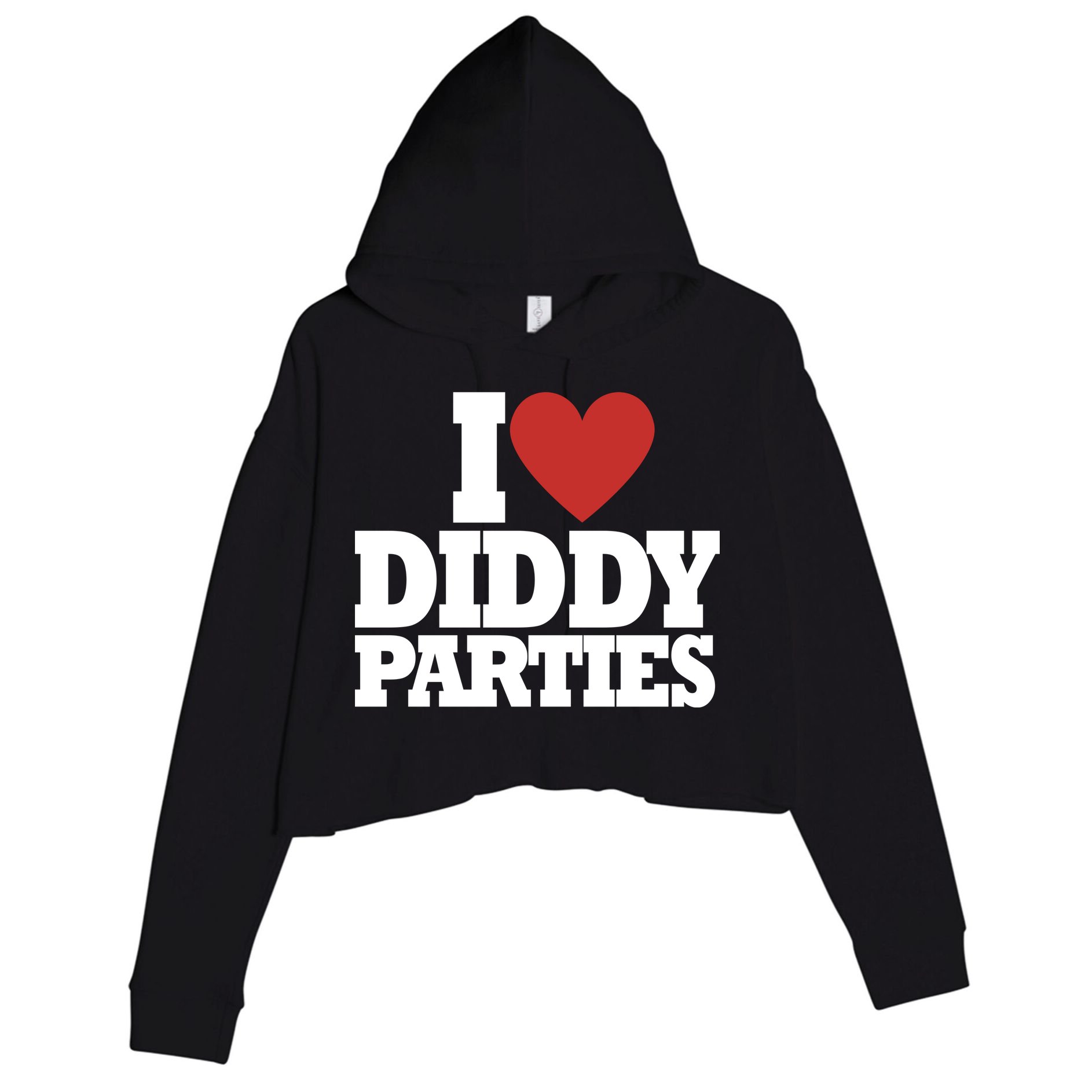I Love Diddy Parties Crop Fleece Hoodie
