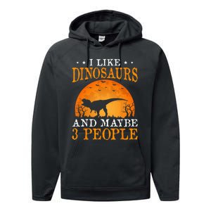 I Like Dinosaurs And Maybe 3 People Performance Fleece Hoodie