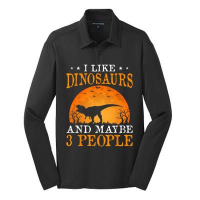 I Like Dinosaurs And Maybe 3 People Silk Touch Performance Long Sleeve Polo