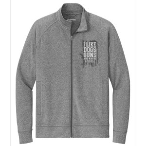 I Like Dogs Guns And Maybe 3 People Funny Usa Gun Lover Stretch Full-Zip Cadet Jacket