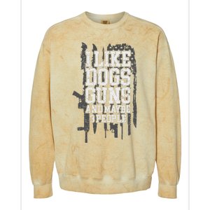 I Like Dogs Guns And Maybe 3 People Funny Usa Gun Lover Colorblast Crewneck Sweatshirt