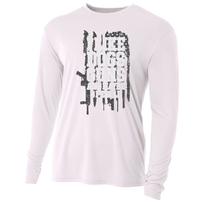 I Like Dogs Guns And Maybe 3 People Funny Usa Gun Lover Cooling Performance Long Sleeve Crew