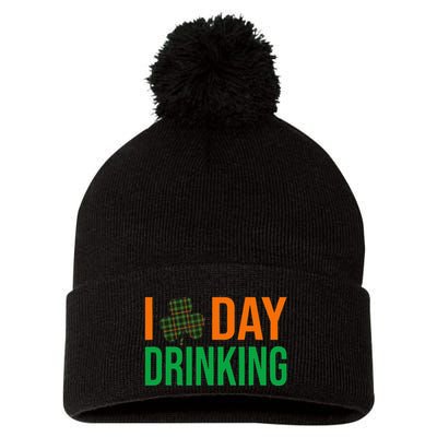 I Love Day Drinking Lucky Shamrock Saint Patrick's Day Irish Pom Pom 12in Knit Beanie