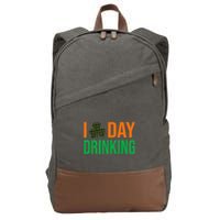 I Love Day Drinking Lucky Shamrock Saint Patrick's Day Irish Cotton Canvas Backpack