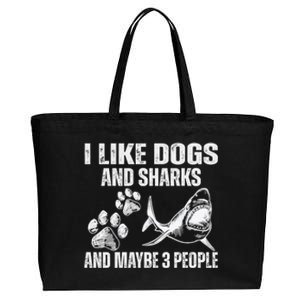 I Like Dogs And Sharks And Maybe 3 People Cotton Canvas Jumbo Tote