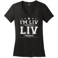 Im Liv Doing Liv Things Women's V-Neck T-Shirt