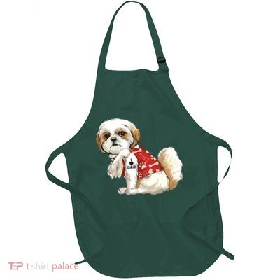 I Love Dad Tattoo Shih Tzu Dad Funny Fathers Day Gift Full-Length Apron With Pockets
