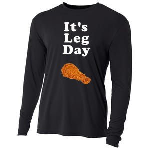 ItS Leg Day Funny Workout Novelty Joke Pun Chicken Leg Cooling Performance Long Sleeve Crew