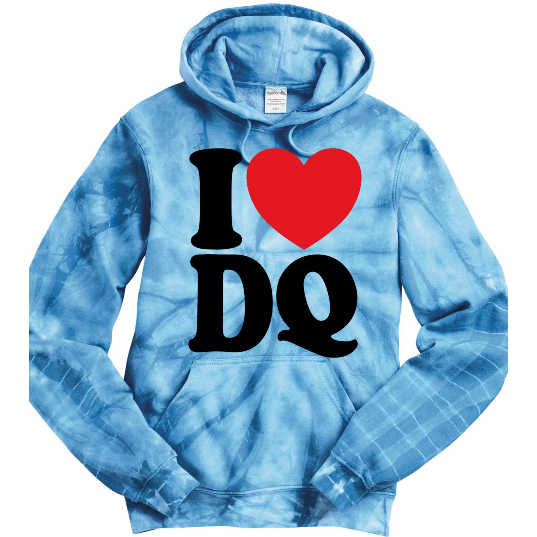 I Love Dq I Heart Dq Initials Hearts Tie Dye Hoodie