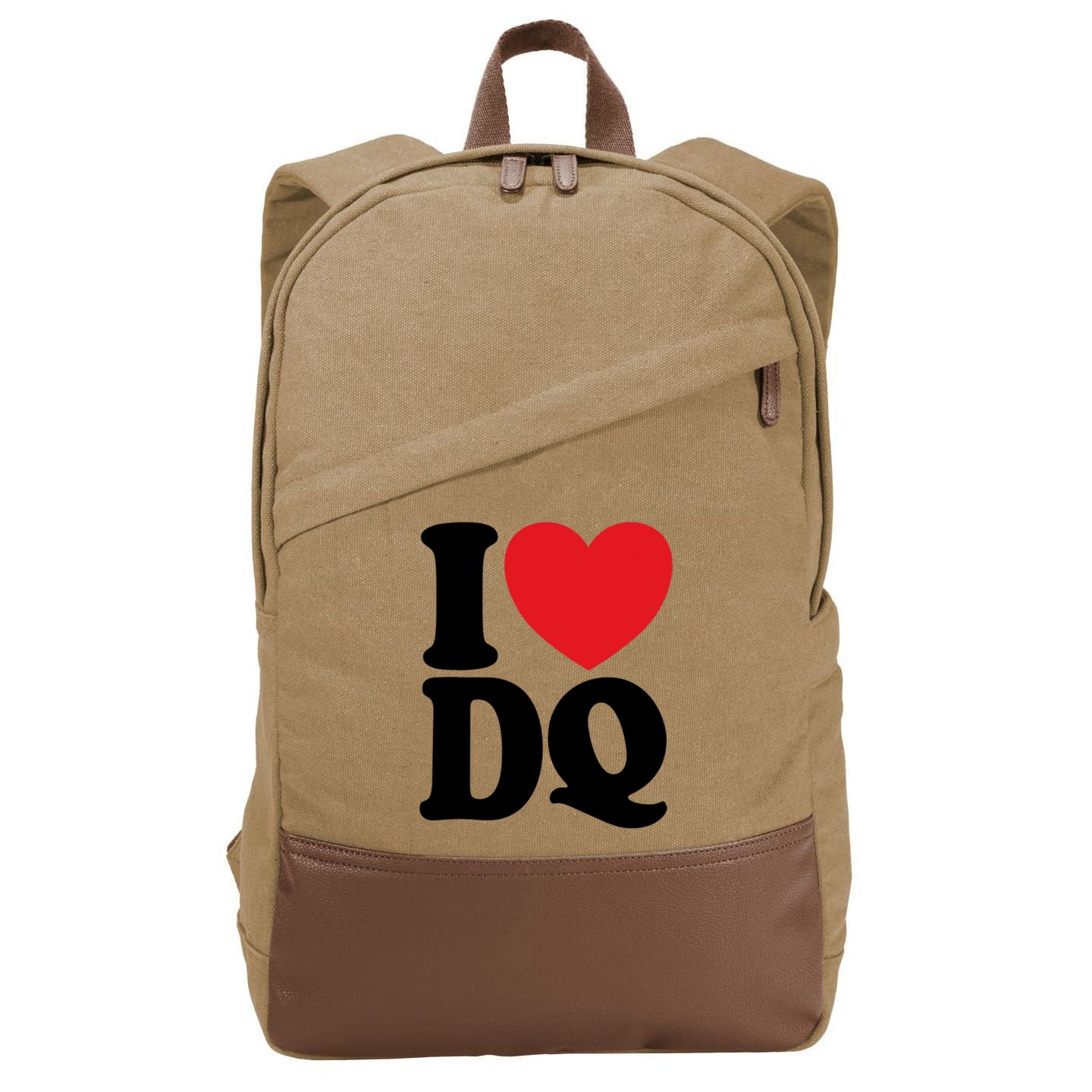 I Love Dq I Heart Dq Initials Hearts Cotton Canvas Backpack