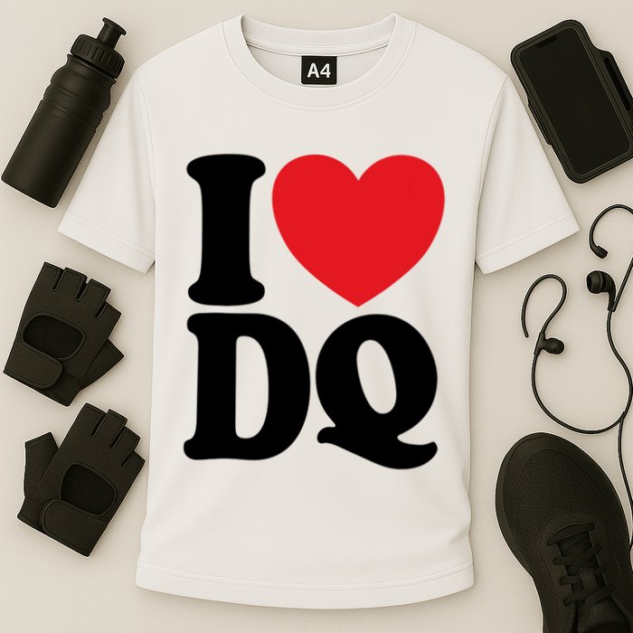 I Love Dq I Heart Dq Initials Hearts Cooling Performance Crew T-Shirt