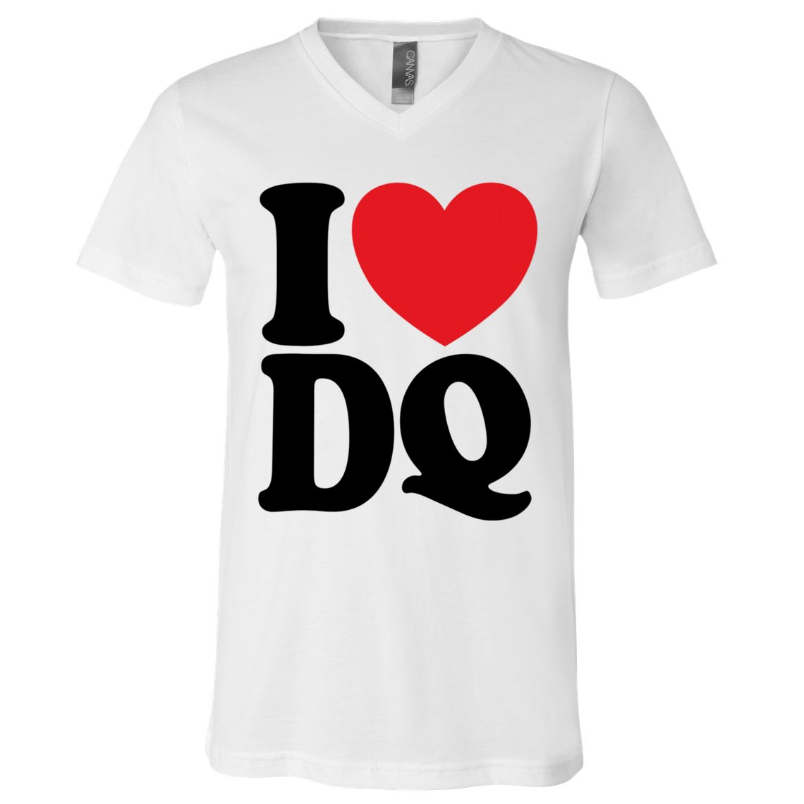 I Love Dq I Heart Dq Initials Hearts V-Neck T-Shirt