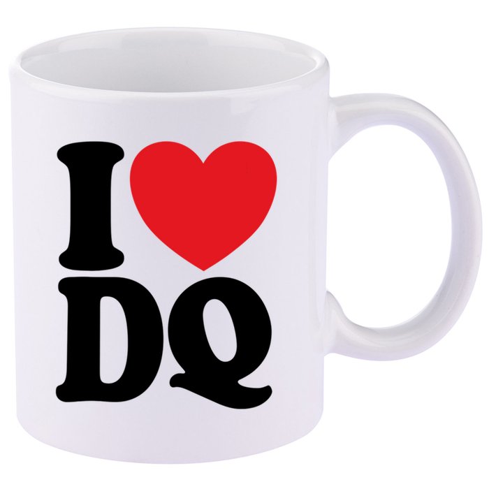 I Love Dq I Heart Dq Initials Hearts 11oz C Handle Ceramic Mug
