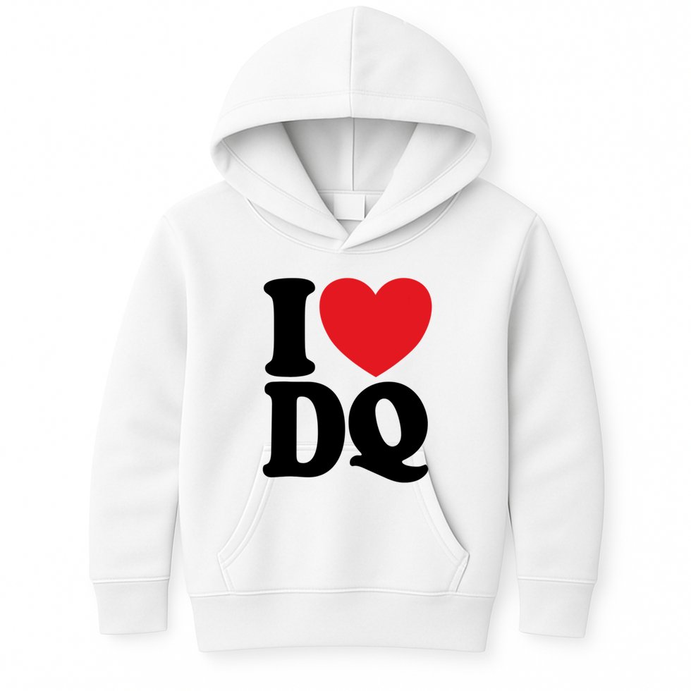 I Love Dq I Heart Dq Initials Hearts Kids Hoodie