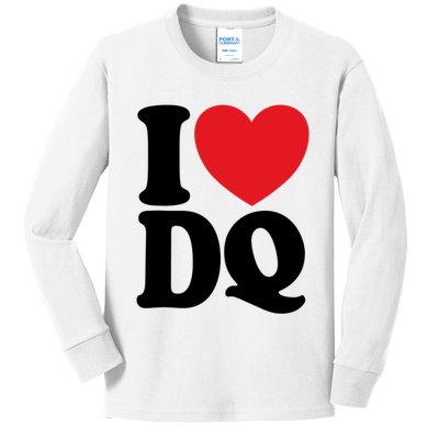 I Love Dq I Heart Dq Initials Hearts Kids Long Sleeve Shirt