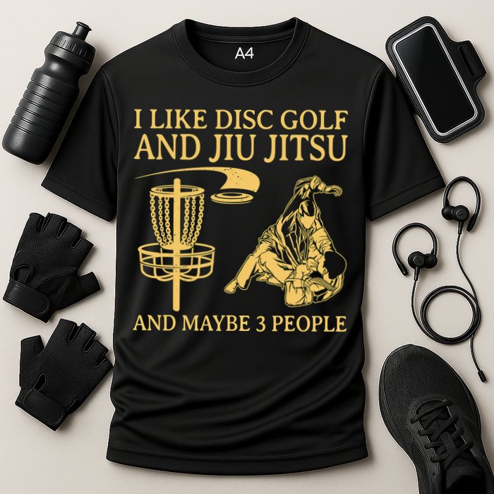 I Like Disc Golf And Jiu Jitsu And Maybe 3 People Cooling Performance Crew T-Shirt