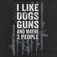 I Like Dogs Guns And Maybe 3 People Funny Gun 7 Panel Mesh Trucker Snapback Hat