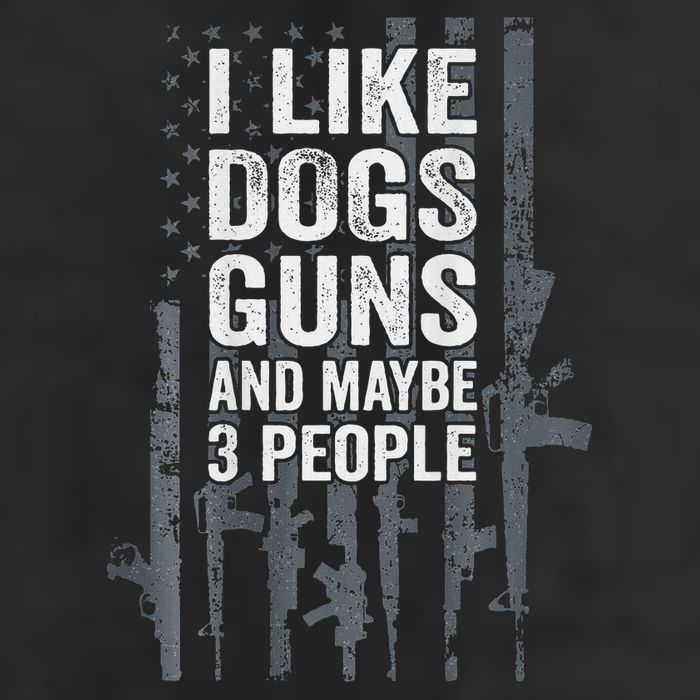 I Like Dogs Guns And Maybe 3 People Funny Gun 7 Panel Mesh Trucker Snapback Hat