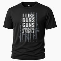 I Like Dogs Guns And Maybe 3 People Funny Gun Cooling Performance Crew T-Shirt