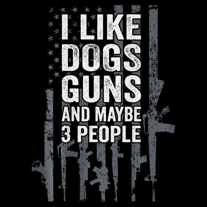 I Like Dogs Guns And Maybe 3 People Funny Gun Cooling Performance Crew T-Shirt