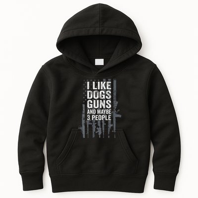 I Like Dogs Guns And Maybe 3 People Funny Gun Kids Hoodie