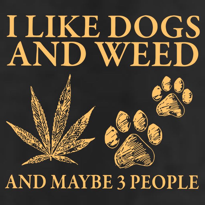 I Like Dogs And Weed And Maybe 3 People 420 Day Cannabis 7 Panel Mesh Trucker Snapback Hat
