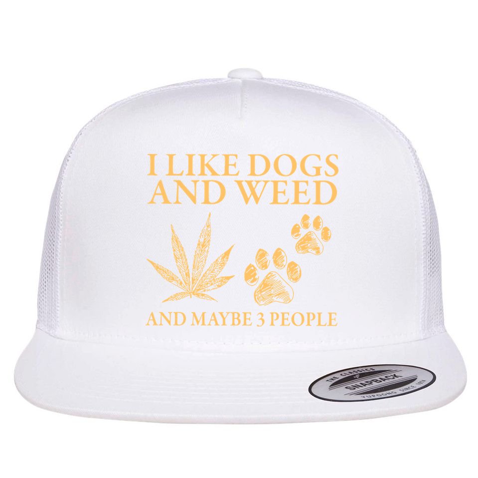 I Like Dogs And Weed And Maybe 3 People 420 Day Cannabis Flat Bill Trucker Hat