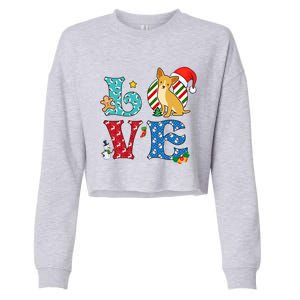 I Love Dog Chihuahua Christmas Gift Cropped Pullover Crew