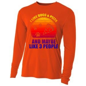 I Like Dogs And Pizza And Maybe 3 People Retro Funny Dog Pizza Gift Cooling Performance Long Sleeve Crew