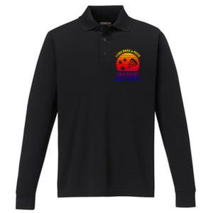 I Like Dogs And Pizza And Maybe 3 People Retro Funny Dog Pizza Gift Performance Long Sleeve Polo