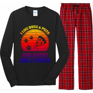 I Like Dogs And Pizza And Maybe 3 People Retro Funny Dog Pizza Gift Long Sleeve Pajama Set