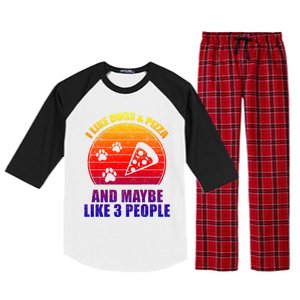 I Like Dogs And Pizza And Maybe 3 People Retro Funny Dog Pizza Gift Raglan Sleeve Pajama Set