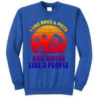 I Like Dogs And Pizza And Maybe 3 People Retro Funny Dog Pizza Gift Sweatshirt