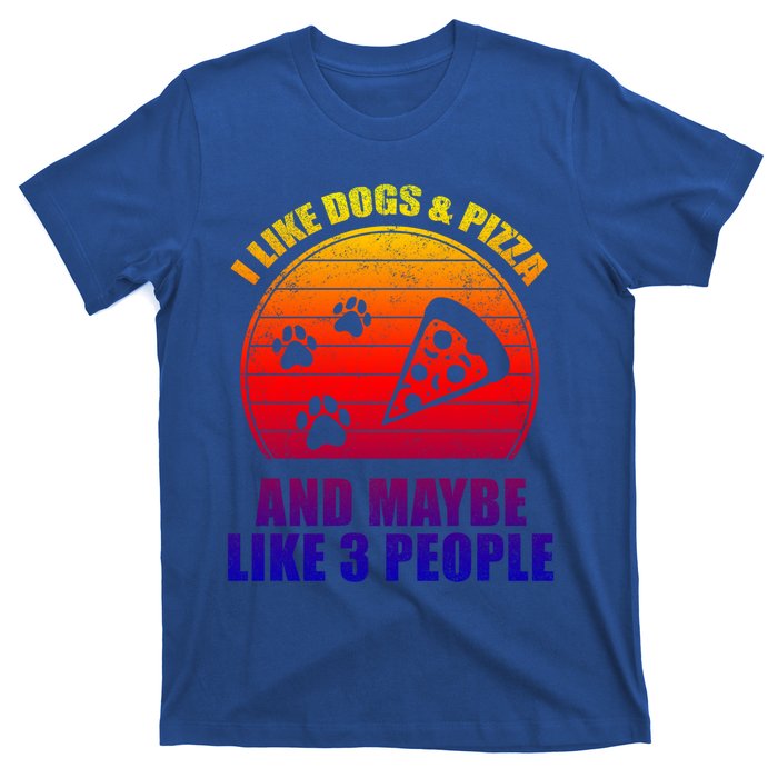 I Like Dogs And Pizza And Maybe 3 People Retro Funny Dog Pizza Gift T-Shirt