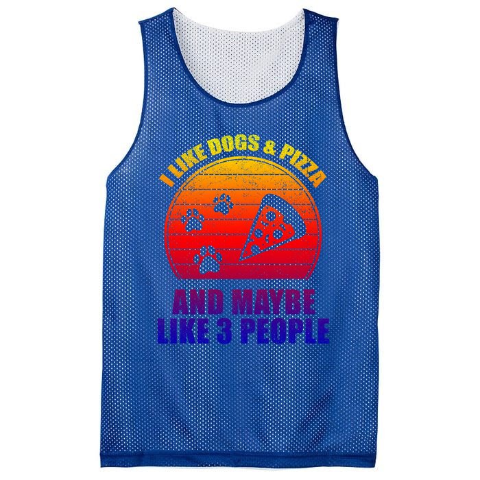 I Like Dogs And Pizza And Maybe 3 People Retro Funny Dog Pizza Gift Mesh Reversible Basketball Jersey Tank