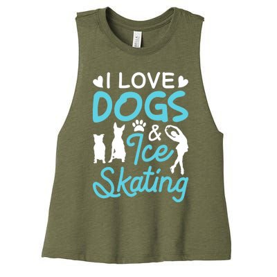 I Love Dogs And Ice Skating Women's Racerback Cropped Tank