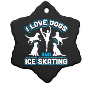 I Love Dogs And Ice Skating Ceramic Star Ornament