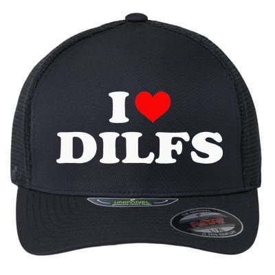 I Love DILFs I heart DILFs Red Heart Cool Flexfit Unipanel Trucker Cap