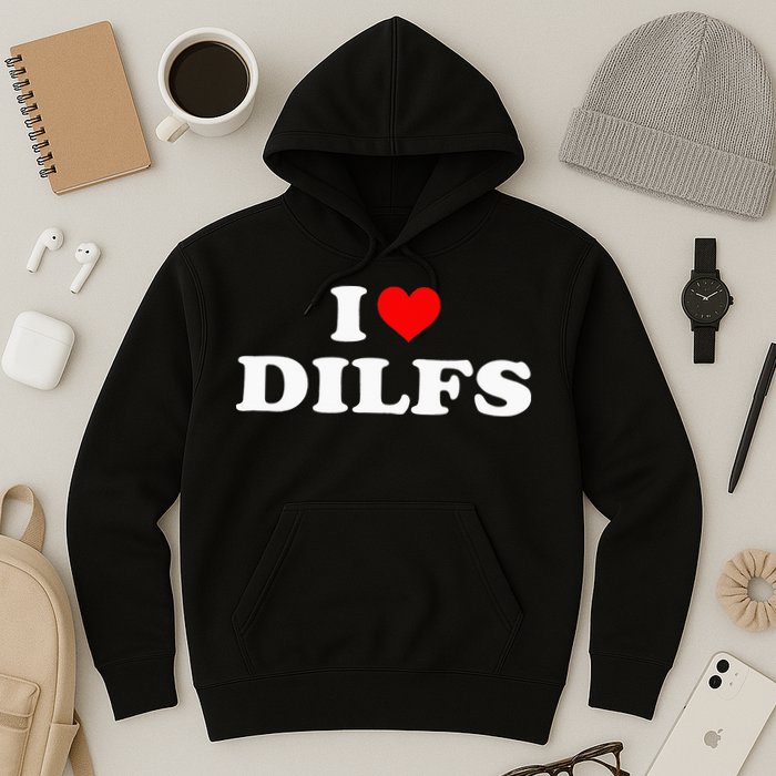 I Love DILFs I heart DILFs Red Heart Cool Hoodie