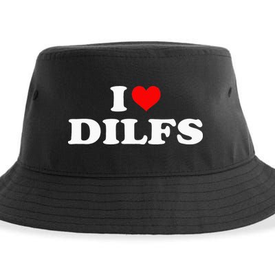 I Love DILFs I heart DILFs Red Heart Cool Sustainable Bucket Hat