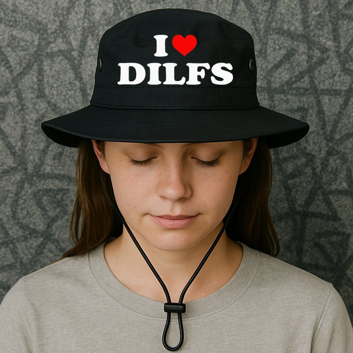 I Love DILFs I heart DILFs Red Heart Cool Bucket Hat