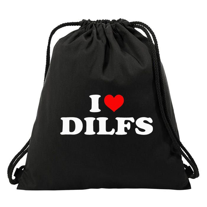 I Love DILFs I heart DILFs Red Heart Cool Drawstring Bag